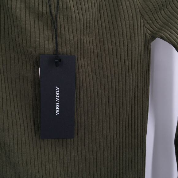 Vero Moda Women's Rib Off-The-Shoulder Bodycon Dress Ivy Green Size Medium NWT - Picture 6 of 8